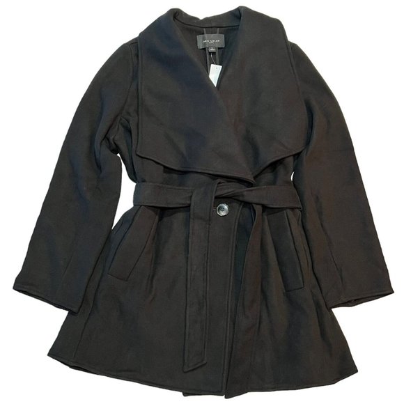 Ann Taylor Jackets & Blazers - NWT ANN TAYLOR Pea Coat XL Black Button Tie Belt